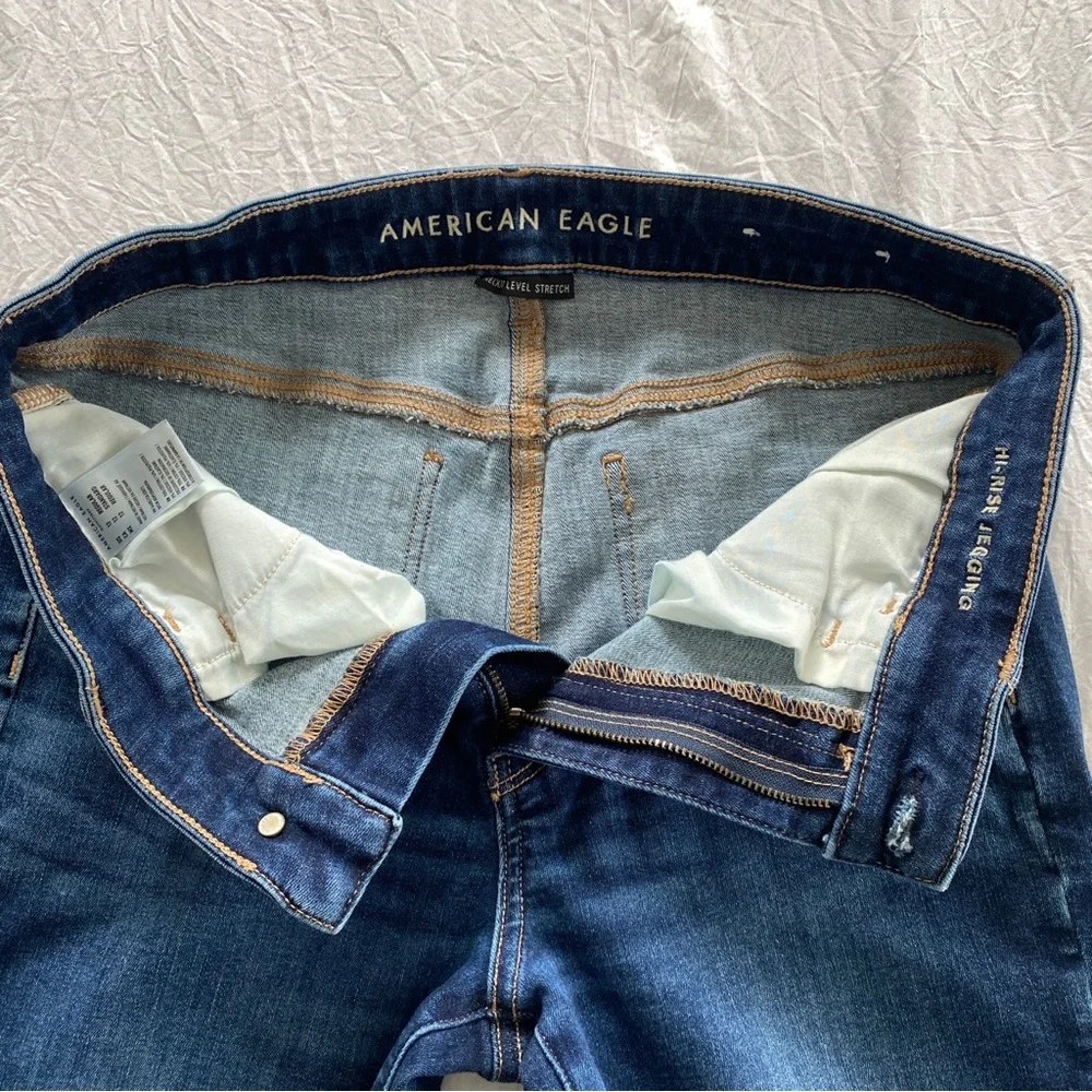 American Eagle next level stretch dark wash denim blue jeans size 12 - Picture 5 of 5